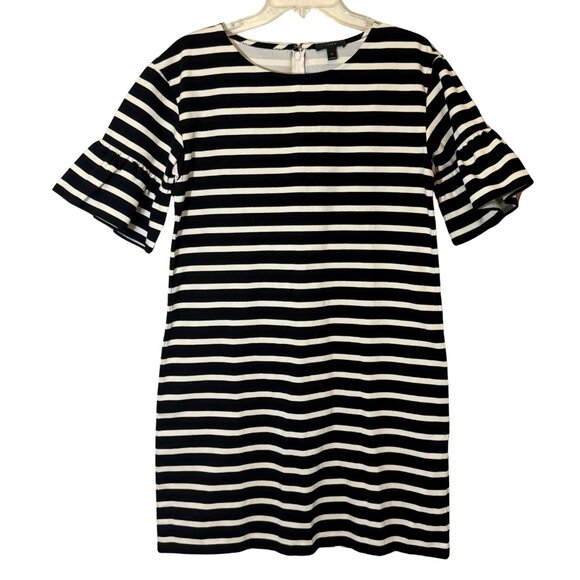 J.CREW Dresses & Skirts - J. Crew Black n White Striped Short Sleeve Dress - Size Medium